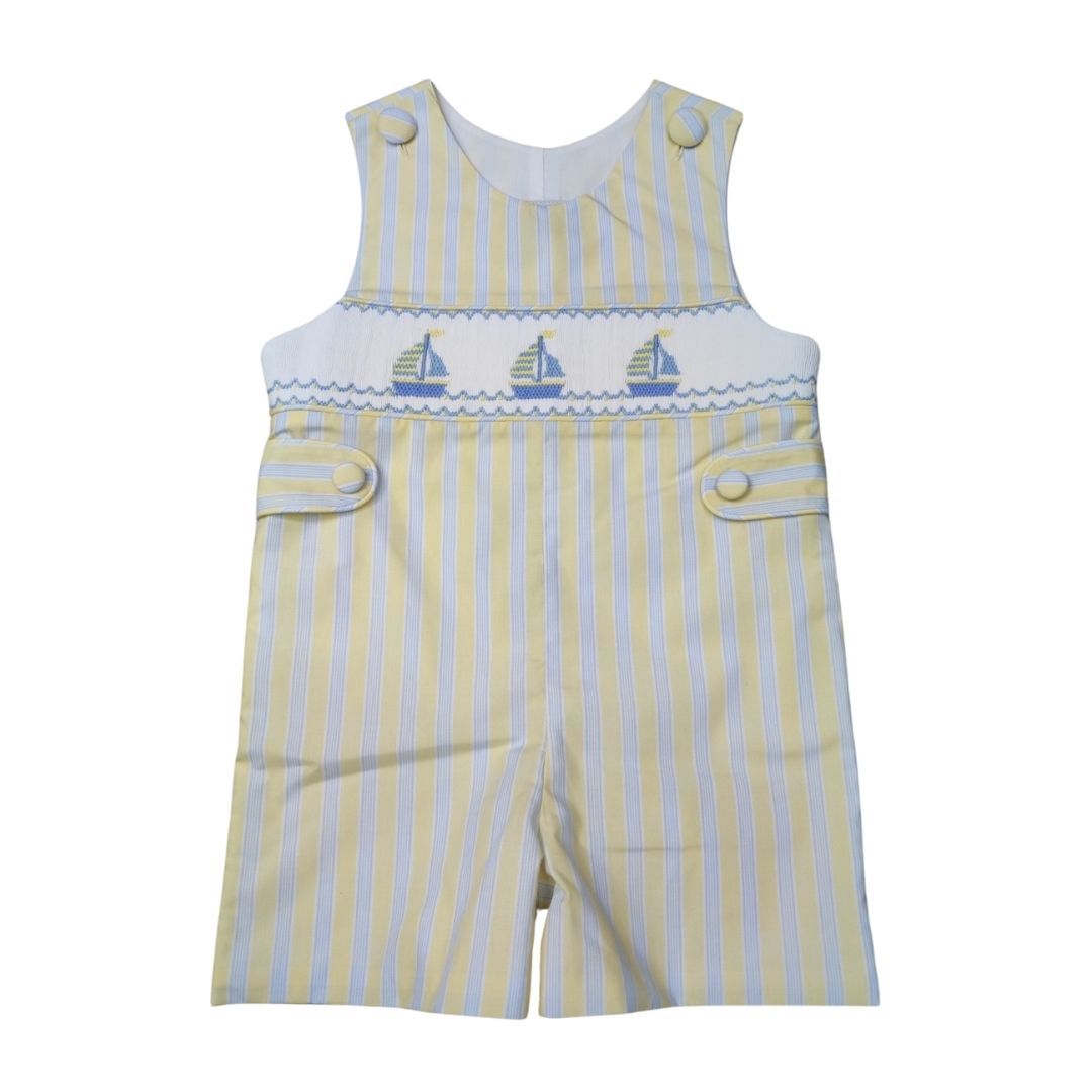 Yellow Stripe Smocked Sailboat Jon Jon