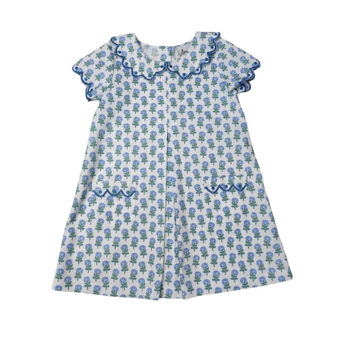 Hydrangea Print Pleated Front Dress