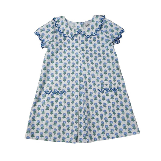 Hydrangea Print Pleated Front Dress
