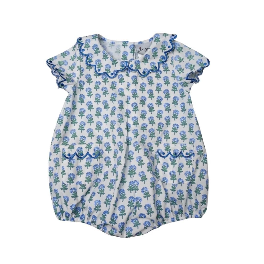 Hydrangea Print Pleated Front Bubble