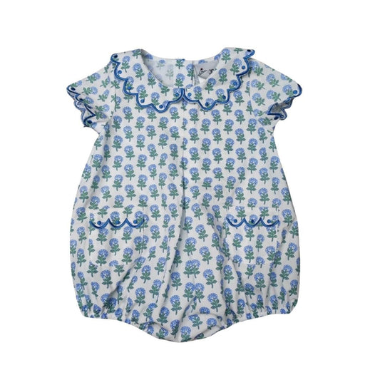 Hydrangea Print Pleated Front Bubble