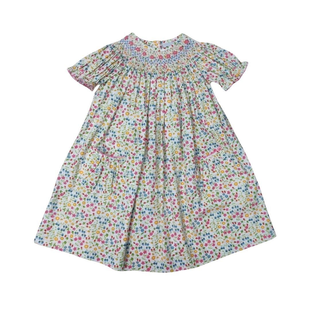 Spring Floral Smocked Bishop Dress