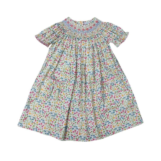 Spring Floral Smocked Bishop Dress