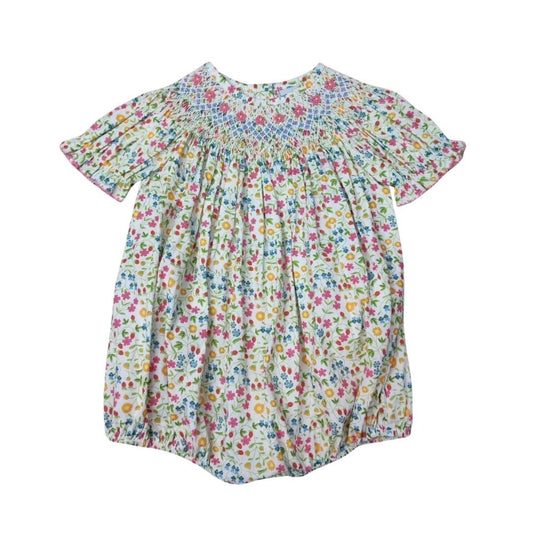 Spring Floral Smocked Bishop Bubble