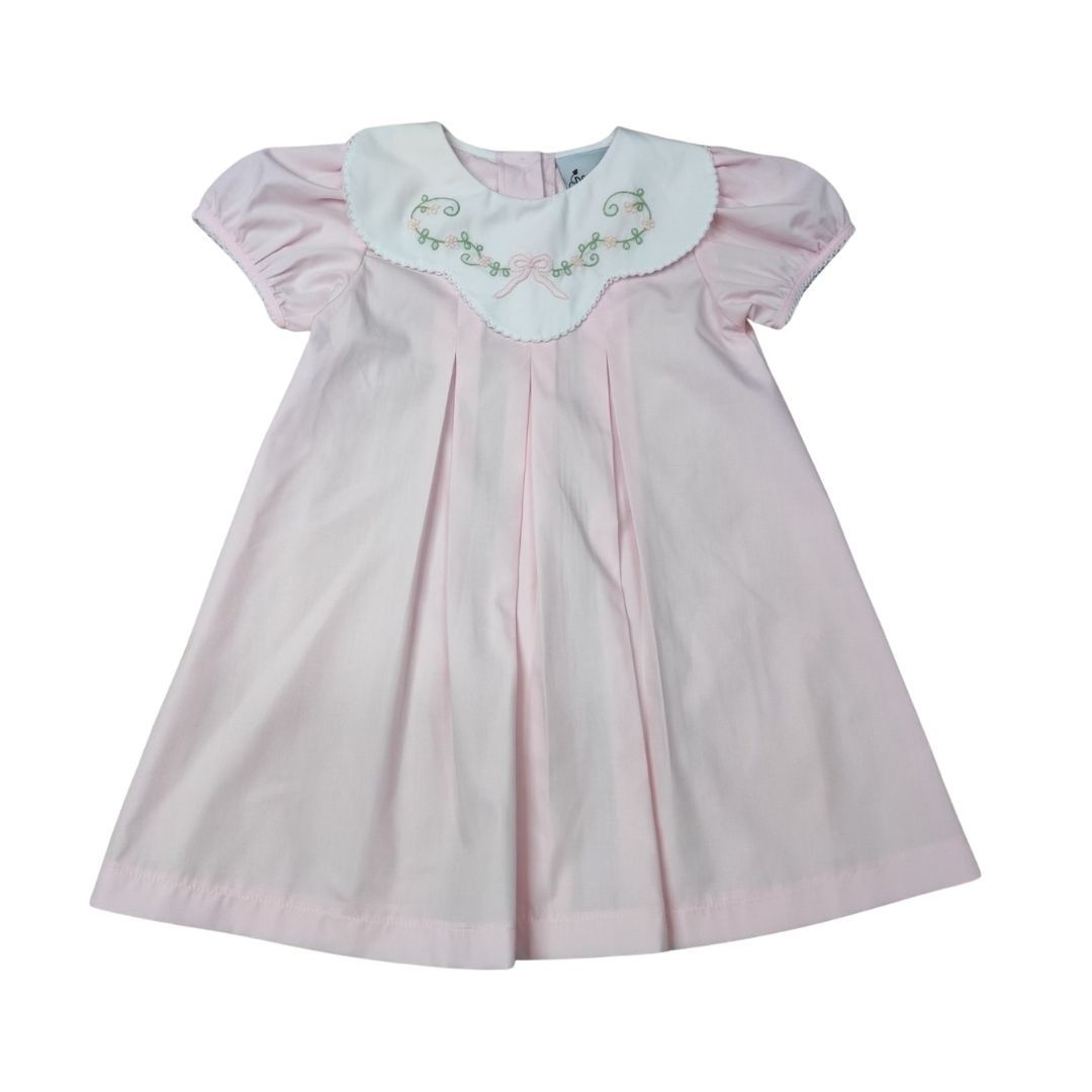 Pink Shadow Embroidered Collar Dress