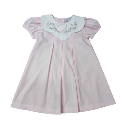 Pink Shadow Embroidered Collar Dress