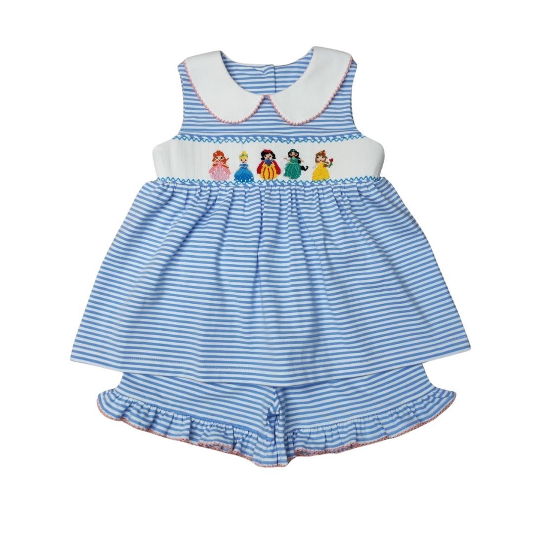 Mini Stripe Smocked Princess Short Set