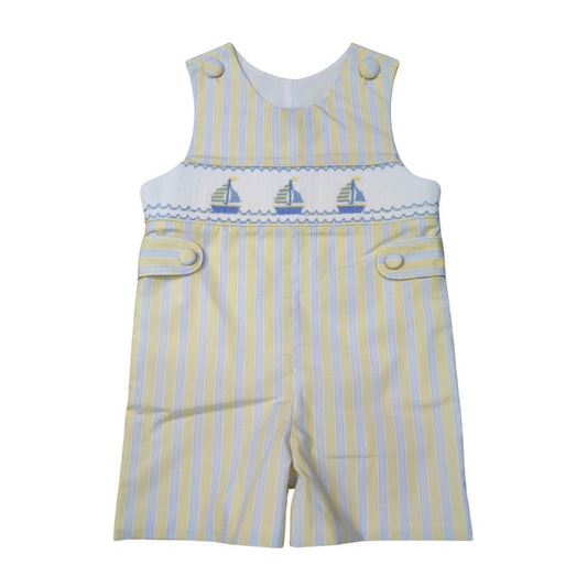 Yellow Stripe Smocked Sailboat Jon Jon
