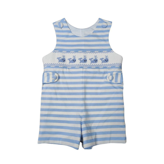 Blue Stripe Smocked Whale Jon Jon