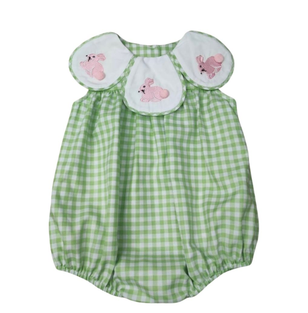 Green Check Bunny Petal Collar Bubble