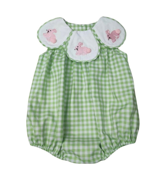 Green Check Bunny Petal Collar Bubble